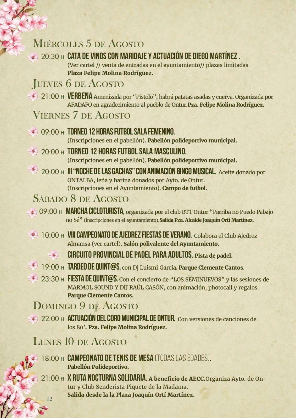 Fiestas de Verano Ontur 2026 2